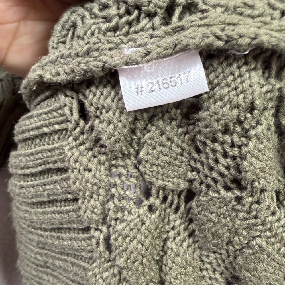 Ann Taylor Loft Sweater Womens Small Good Olive Green Open Knit Chevron - Picture 5 of 7